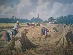 Gemälde: Kornernte bei Kleve (um 1950)