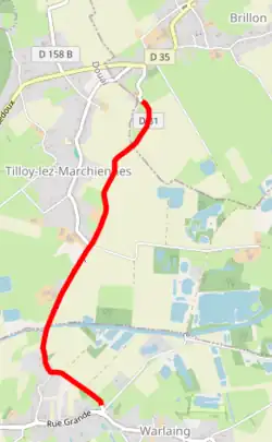 Streckenabschnitt Pavé de Warlaing à Brillon