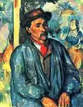 Paul Cézanne: Bauer im blauen Kittel (Paysan en blouse bleue), um 1897; im Katalog als Bauer mit rotem Halstuch, Nr.&nbsp;146