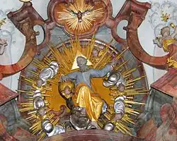 Detail am Hochaltar: Gottvater als Weltenherrscher von Franz Xaver Schmädl