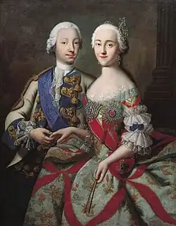 Georg Christoph Grooth – Porträt des Großherzogs Peter Fedorovich (zukünftiger Peter III.) und seiner Frau Großfürstin Katharina Alexejewna (zukünftige Katharina II.)