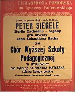 Plakat für ein Konzert in Bydgoszcz (Polen, ehem. Bromberg), 22. Dezember 1989