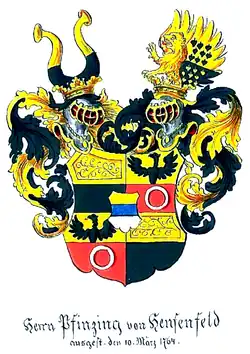 Kombiniertes Wappen von 1764, Aquarell von A. von Dobrà Voda, um 1860