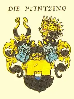 Wappen der Pfinzing von Henfenfeld im Siebmacher (um 1600) mit Herzschild der † Herren von Henfenfeld