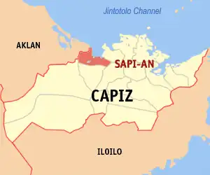 Karte von Capiz mit der Lage von Sapi-an