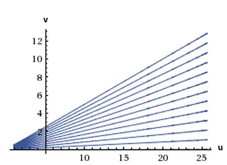 Phasenportrait für das System linearer Differentialgleichungen mit 12 verschiedenen Anfangswerten.