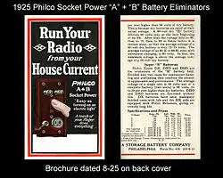 Werbung für den Socket Power Battery Eliminator (1925).