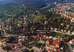 Blick auf den Hasenberg mit oberem Teil Heslachs, 1996