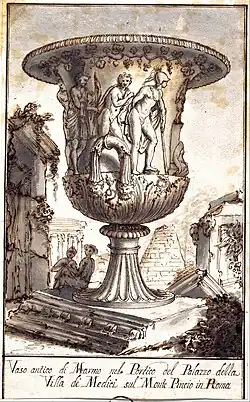 Bild 4: Medici-Vase, Tuschzeichnung von Pier Leone Ghezzi (1725)
