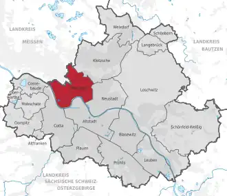 Lage des Stadtbezirks Pieschen in Dresden