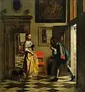 Der Liebesbote, Ölgemälde von Pieter de Hooch, Sammlung Hudtwalcker, verkauft 1888 an die Hamburger Kunsthalle