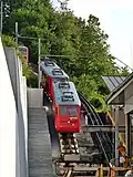 Zwei Triebwagen Bhe&nbsp;1/2 in der Talstation Alpnachstad