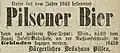 Werbung für „Pilsener Bier“ des Bürgerlichen Brauhauses Pilsen