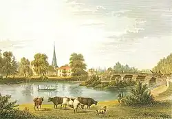 Blick über die Alster zur Kirche (1845)