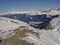 Sicht auf Savognin, Cunter, Piz Mitgel und Lenzer Horn