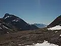 Piz Tasna (links), Monte Zebru, Ortler (hinten) vom Kronenjoch