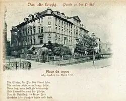 Postkarte mit Gedicht zum Abbruch des Place de repos