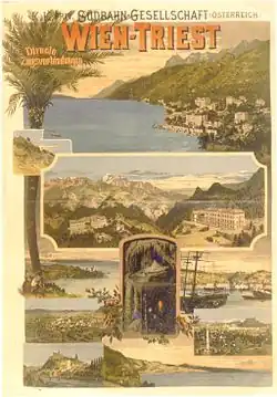 Werbung der Südbahngesellschaft für ihre Strecken anno 1898