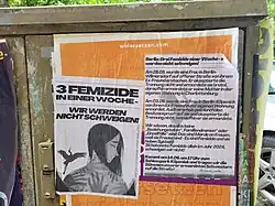 Plakate machen auf drei Femizide innerhalb einer Woche im Mai 2024 in Berlin aufmerksam
