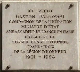 Haus Nr. 1: Wohnort von Gaston Palewski