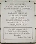 Tafel an Nr. 79bis zu Ehren des Luftfahrtpioniers Pierre-Georges Latécoère