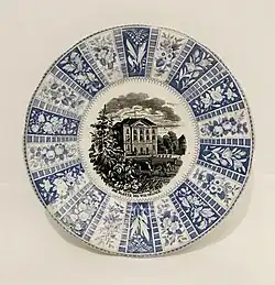 Die Platte bei Wiesbaden, um 1840, Steingutteller mit Umdruckdekor von Villeroy & Boch, DM: 20 cm