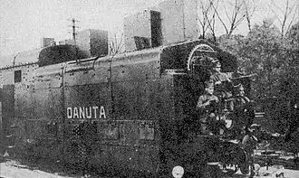 Die erste Panzerzuglokomotive des Panzerzuges Danuta im Jahr 1919.