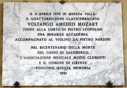 Erinnerungsplakette an W. A. Mozart