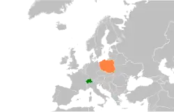 Lage von Polen und Schweiz