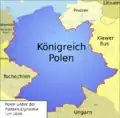 Das Königreich Polen in den Grenzen von 1020 unter den Piasten.