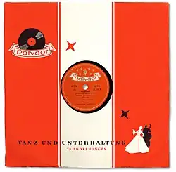 Schellackplatte von Polydor des deutschen Nummer-eins-Hits Heimweh von Freddy Quinn, 1956