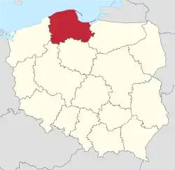 Lage der Woiwodschaft Pommern in Polen