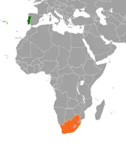 Lage von Portugal und Südafrika