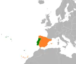 Lage von Portugal und Spanien