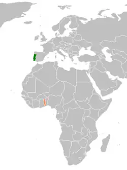 Lage von Portugal und Togo