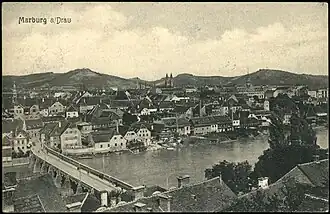Marburg (I. Bezirk) vor 1907, Blick von der Magdalenen-Vorstadt