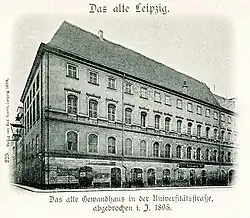Zeughausflügel des Alten Gewandhauses an der Universitätsstraße, Ecke Kupfergasse (vor 1893)