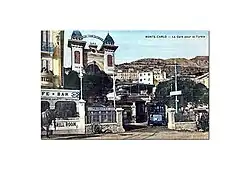 Postkarte der Talstation der Zahnradbahn nach La Turbie