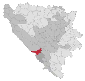 Lage der Gemeinde Posušje in Bosnien und Herzegowina (anklickbare Karte)