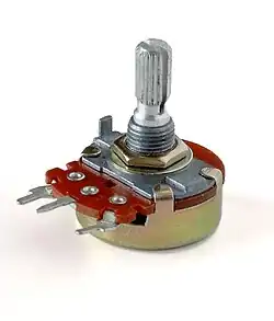 Ein durch Drehen einstellbarer Widerstand, das Potentiometer