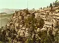 Historische Ansicht (Blick von Süden), dieser Blickwinkel ist heute aufgrund der Lage in der Kernzone des Nationalpark Böhmische Schweiz nicht mehr offiziell erreichbar