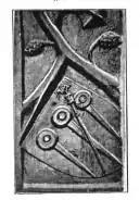 Wappen des Bischofs Johann von Preen am Chorgestühl der Kirche von Gadebusch (1458)