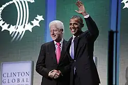 Barack Obama und Bill Clinton bei einer Veranstaltung im Hotel am 21. September 2011.