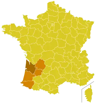 Karte der Kirchenprovinz Bordeaux
