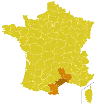 Karte der Kirchenprovinz Montpellier