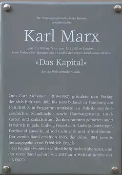 Gedenkplakette am ehemaligen Verlagshaus von Otto Meißner in Hamburg (2017)