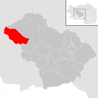 Lage der Gemeinde Pusterwald im Bezirk Murtal (anklickbare Karte)