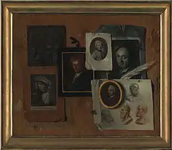 Das Quodlibet zeigt die Bildnisse der «Schottenbrüder», von Johann Jakob Bodmer (Mitte), Salomon Gessner (rechts oben), Johann Caspar Hirzel (rechts unten) und dem Maler Johann Caspar Füssli (links) aus Zürich, die ihren Freund Laurenz Zellweger (Mitte oben) jeweils in Trogen besuchten, um dort u.&nbsp;a. Molke («Schotte») zu trinken. Es kann im Laurenz-Zellweger-Zimmer im Grossformat betrachtet werden.