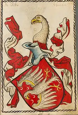 Helmdecken beim Wappen der Roeder von Diersburg (um 1450)