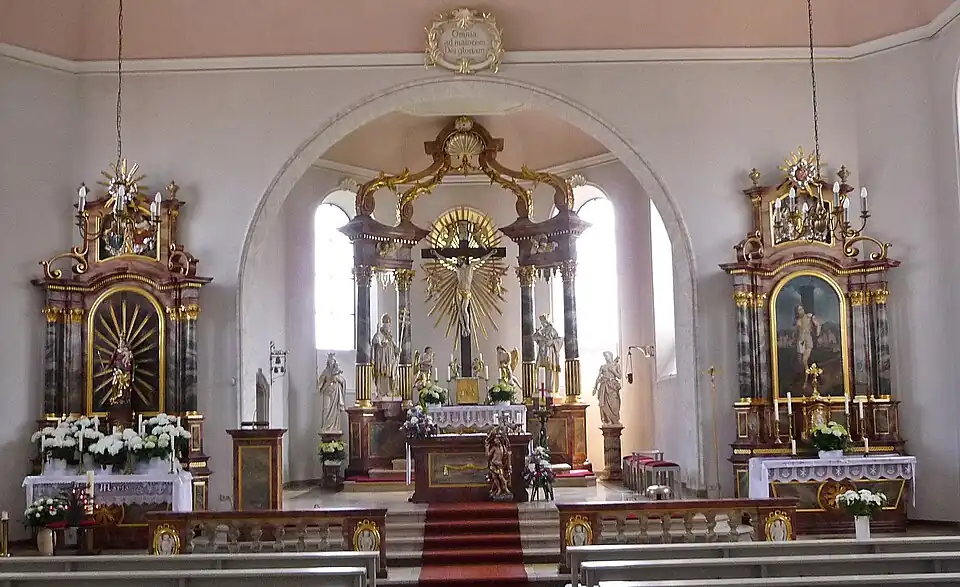 Rödersheim, St. Leo; beide Seitenaltäre aus der Mannheimer Kapuzinerkirche